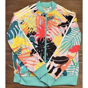 Adidas Originals Tropical Leaf Print Track Jacket Women’s L FH7991 Zip Pockets
